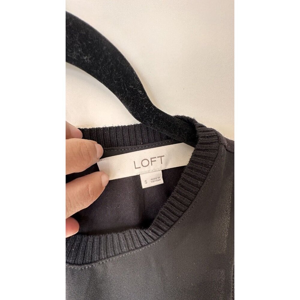 LOFT Black Tank Top Size SMALL See through Blouse Sleeveless Night Out - Picture 4 of 6